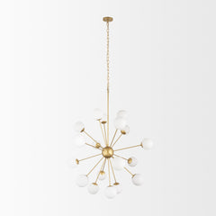 Barbara Brushed Gold Metal with Frosted Glass Globes 18-Light Chandelier - Ornate Home