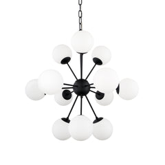 Barbara Matte Black Metal with Frosted Glass Globes 11-Light Chandelier