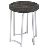 Barcelo Grey Round Faux Marble Top Metal Side Table - Ornate Home
