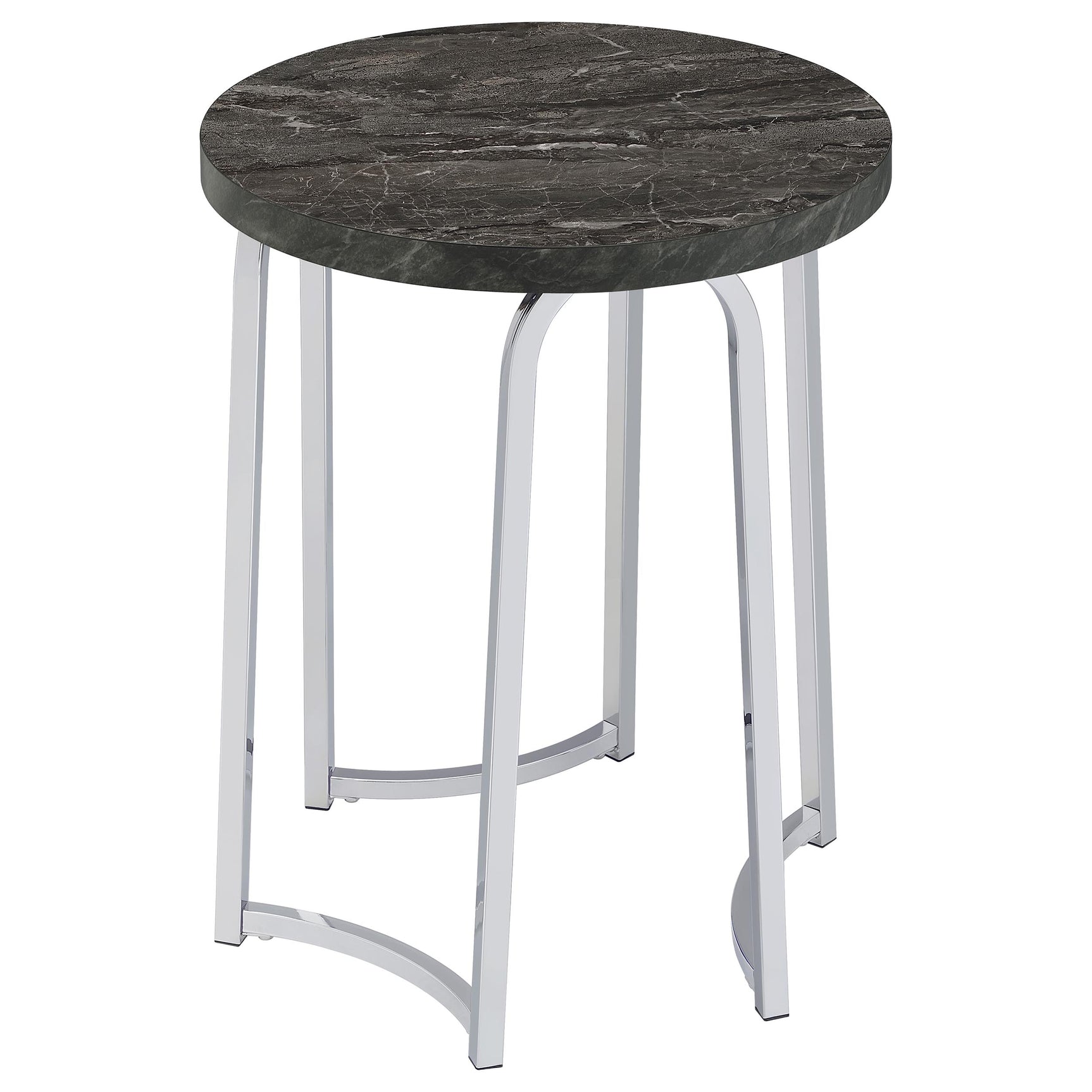 Barcelo Grey Round Faux Marble Top Metal Side Table - Ornate Home