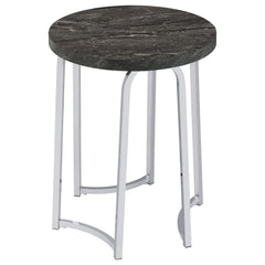 Barcelo Grey Round Faux Marble Top Metal Side Table - Ornate Home
