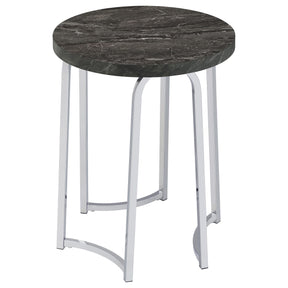 Barcelo Grey Round Faux Marble Top Metal Side Table - Ornate Home
