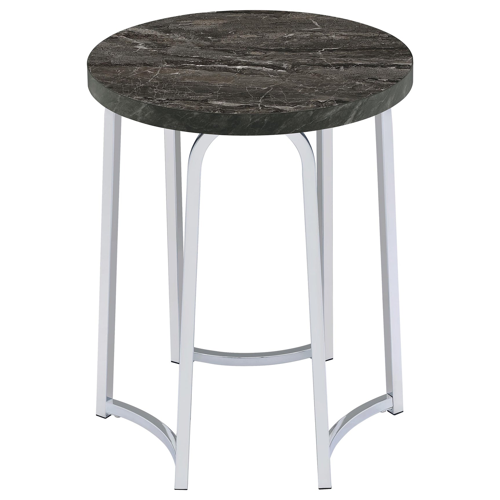 Barcelo Grey Round Faux Marble Top Metal Side Table - Ornate Home