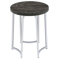 Barcelo Grey Round Faux Marble Top Metal Side Table - Ornate Home