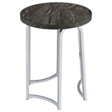 Barcelo Grey Round Faux Marble Top Metal Side Table - Ornate Home