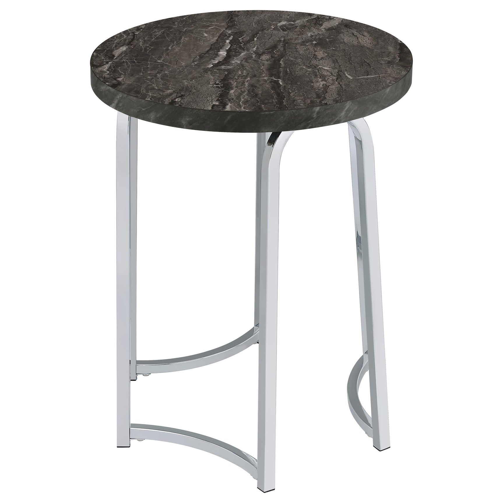 Barcelo Grey Round Faux Marble Top Metal Side Table - Ornate Home