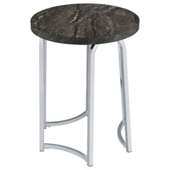 Barcelo Grey Round Faux Marble Top Metal Side Table - Ornate Home