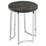 Barcelo Grey Round Faux Marble Top Metal Side Table - Ornate Home