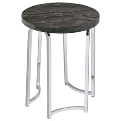 Barcelo Grey Round Faux Marble Top Metal Side Table - Ornate Home