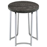 Barcelo Grey Round Faux Marble Top Metal Side Table - Ornate Home