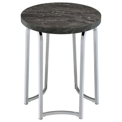 Barcelo Grey Round Faux Marble Top Metal Side Table - Ornate Home