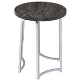 Barcelo Grey Round Faux Marble Top Metal Side Table - Ornate Home