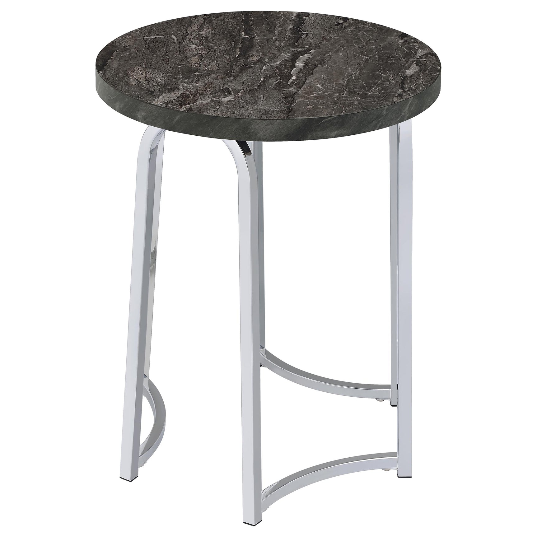 Barcelo Grey Round Faux Marble Top Metal Side Table - Ornate Home