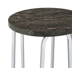 Barcelo Grey Round Faux Marble Top Metal Side Table - Ornate Home