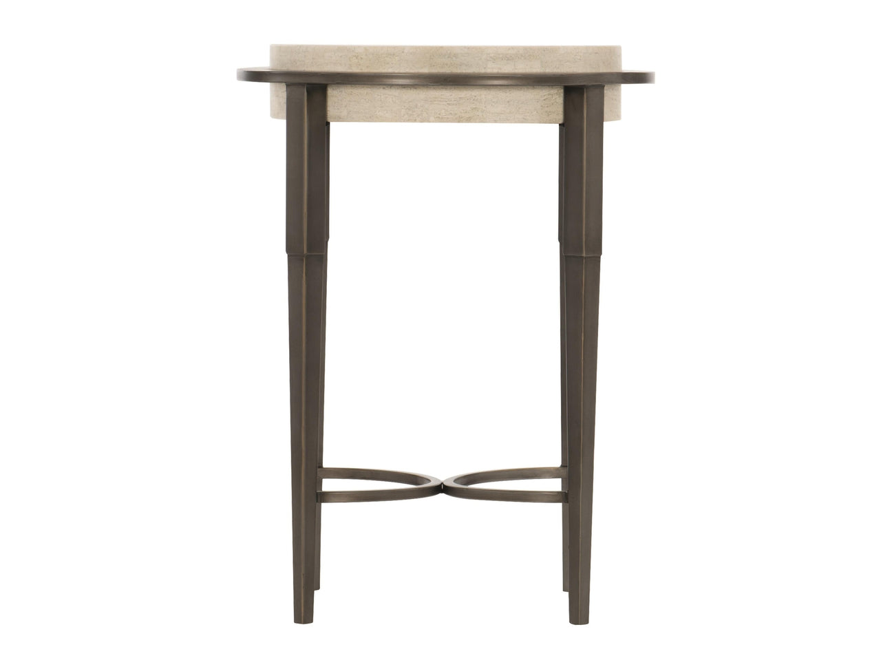 Barclay White Travertine/Antique Pewter Accent Table - Ornate Home