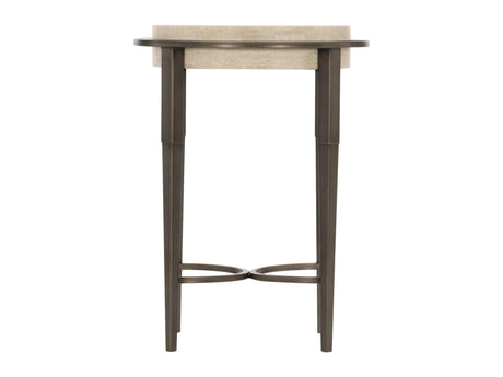 Barclay White Travertine/Antique Pewter Accent Table - Ornate Home