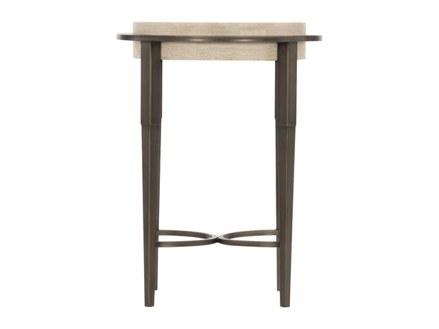 Barclay White Travertine/Antique Pewter Accent Table - Ornate Home