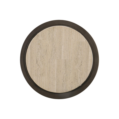 Barclay White Travertine/Antique Pewter Accent Table - Ornate Home