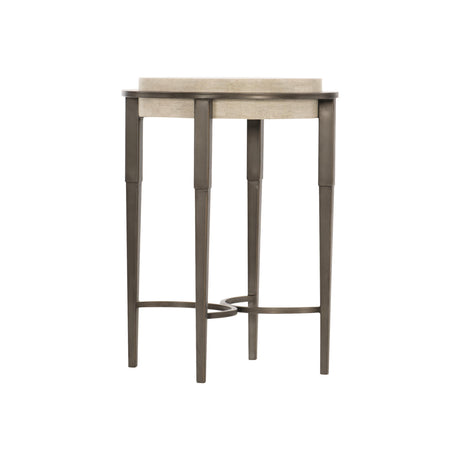 Barclay White Travertine/Antique Pewter Accent Table - Ornate Home