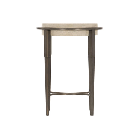 Barclay White Travertine/Antique Pewter Accent Table - Ornate Home