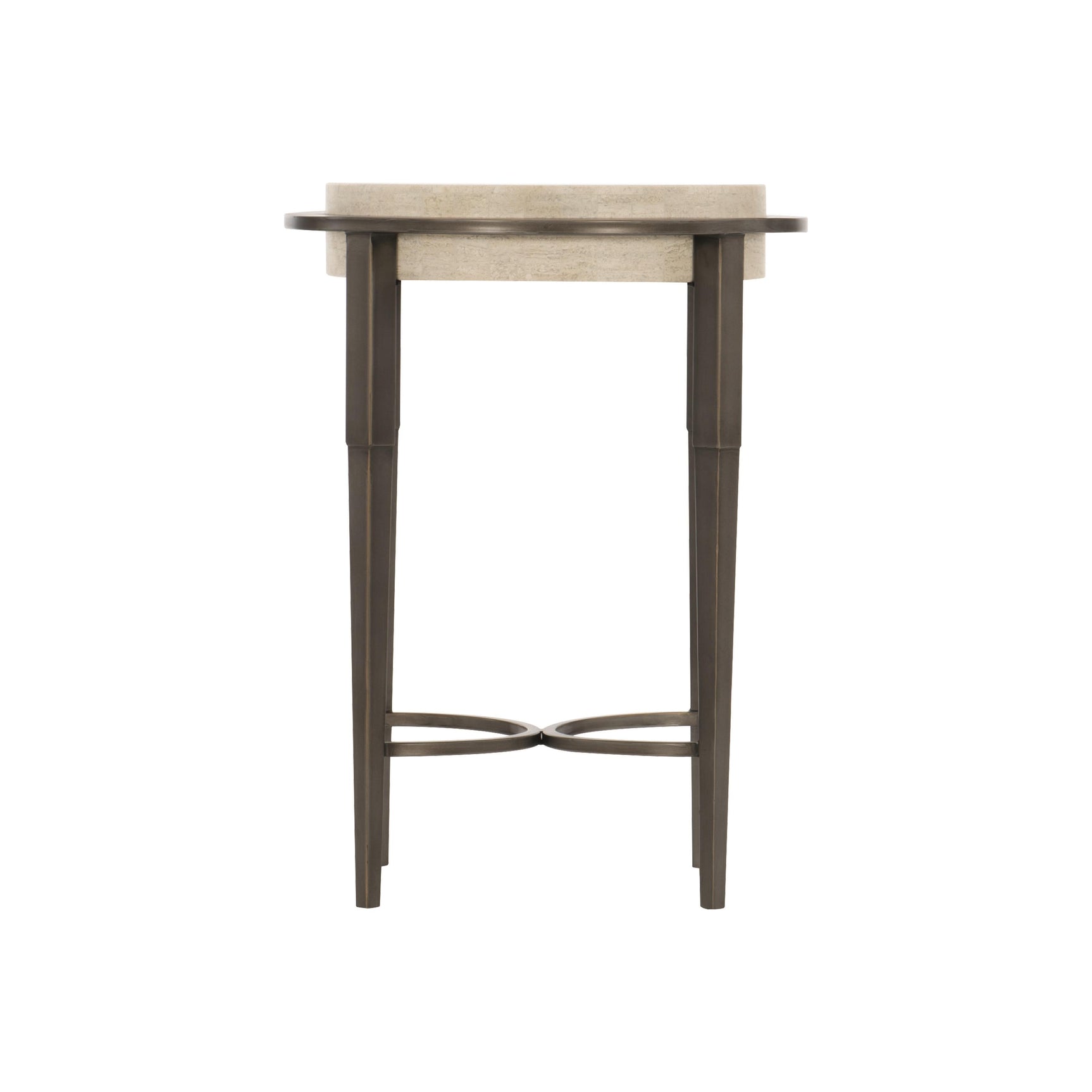 Barclay White Travertine/Antique Pewter Accent Table - Ornate Home
