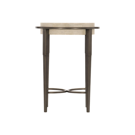 Barclay White Travertine/Antique Pewter Accent Table - Ornate Home