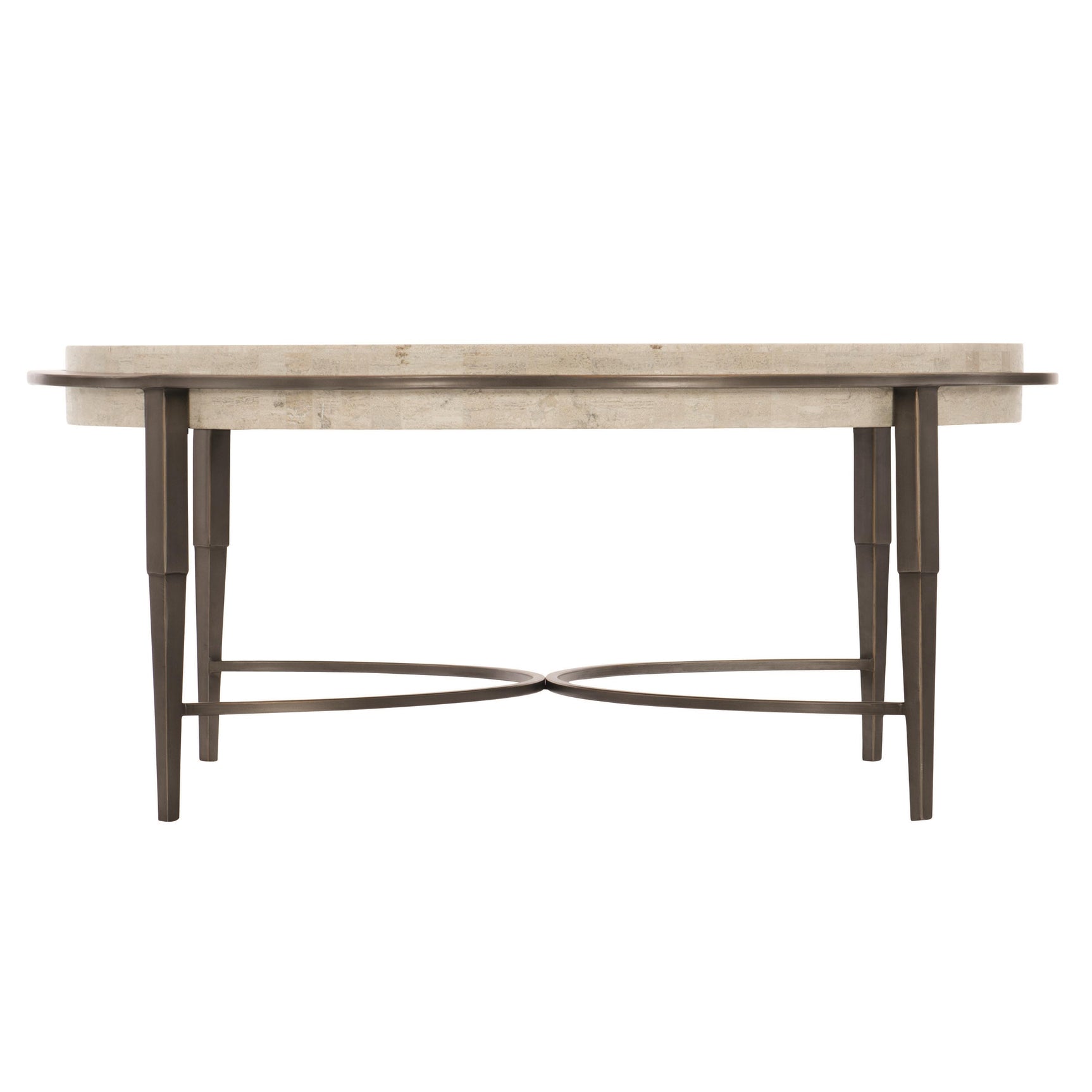 Barclay White Travertine/Antique Pewter Cocktail Table - Ornate Home