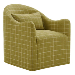 Bardot Artichoke Windowpane Check Slipcovered Linen Blend Accent Chair - Ornate Home