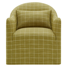 Bardot Artichoke Windowpane Check Slipcovered Linen Blend Accent Chair - Ornate Home
