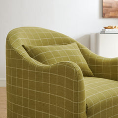 Bardot Artichoke Windowpane Check Slipcovered Linen Blend Accent Chair - Ornate Home