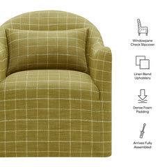 Bardot Artichoke Windowpane Check Slipcovered Linen Blend Accent Chair - Ornate Home