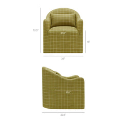 Bardot Artichoke Windowpane Check Slipcovered Linen Blend Accent Chair - Ornate Home