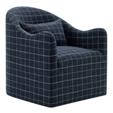 Bardot Denim Windowpane Check Slipcovered Linen Blend Accent Chair - Ornate Home
