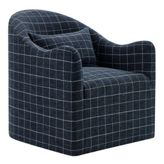 Bardot Denim Windowpane Check Slipcovered Linen Blend Accent Chair - Ornate Home