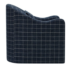 Bardot Denim Windowpane Check Slipcovered Linen Blend Accent Chair - Ornate Home