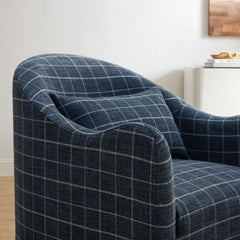 Bardot Denim Windowpane Check Slipcovered Linen Blend Accent Chair - Ornate Home