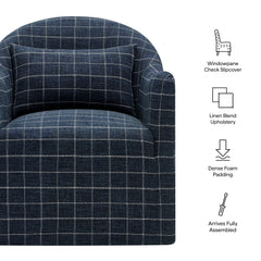 Bardot Denim Windowpane Check Slipcovered Linen Blend Accent Chair - Ornate Home