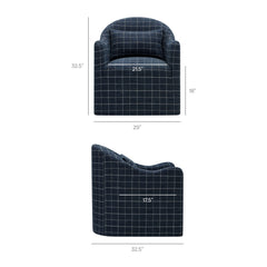 Bardot Denim Windowpane Check Slipcovered Linen Blend Accent Chair - Ornate Home
