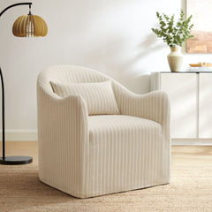 Bardot Oatmeal Stripe Slipcovered Striped Accent Chair - Ornate Home