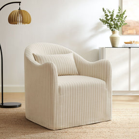 Bardot Oatmeal Stripe Slipcovered Striped Accent Chair - Ornate Home