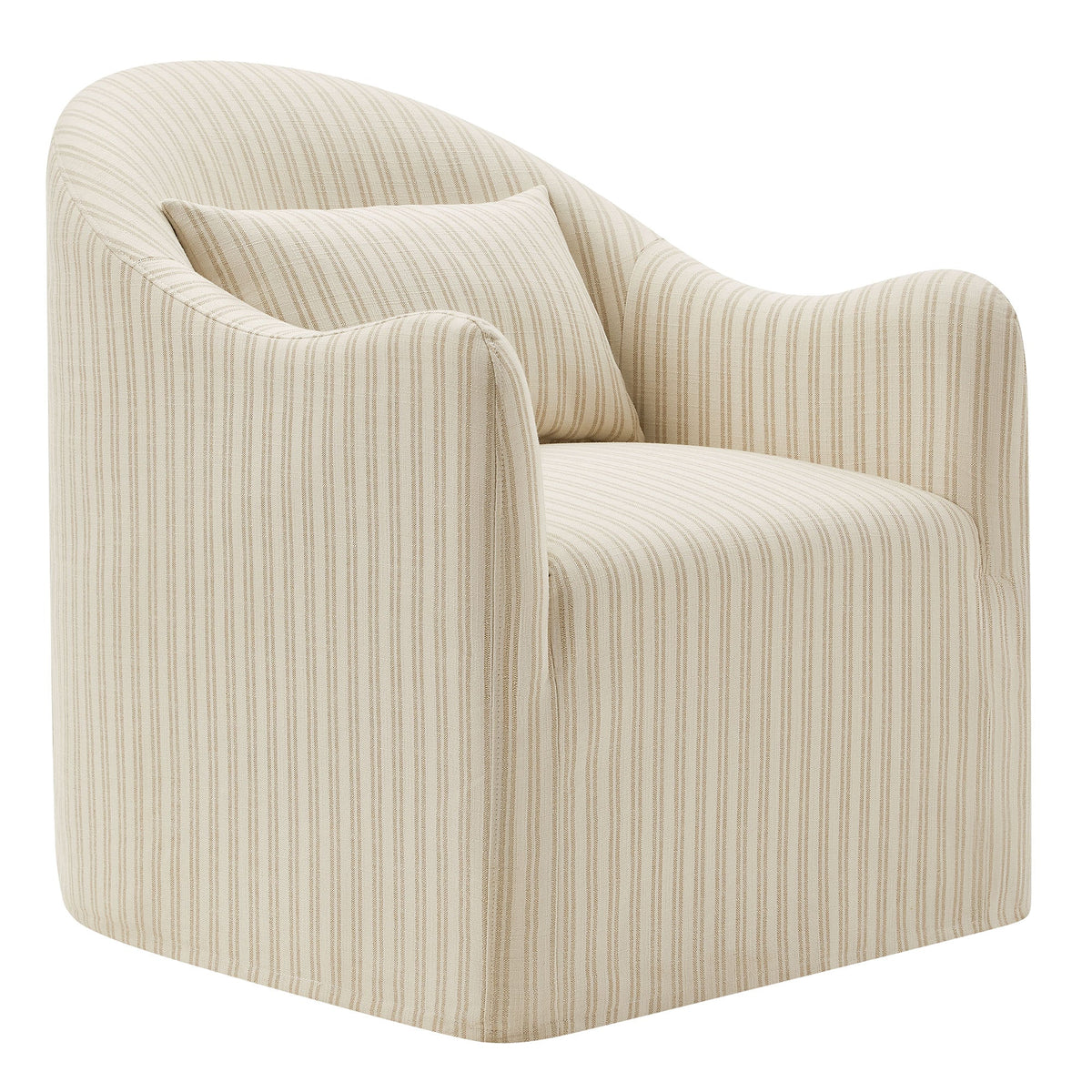 Bardot Oatmeal Stripe Slipcovered Striped Accent Chair - Ornate Home