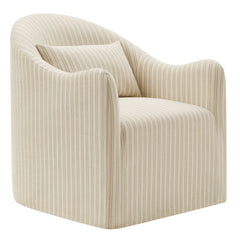 Bardot Oatmeal Stripe Slipcovered Striped Accent Chair - Ornate Home