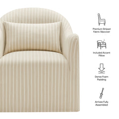 Bardot Oatmeal Stripe Slipcovered Striped Accent Chair - Ornate Home
