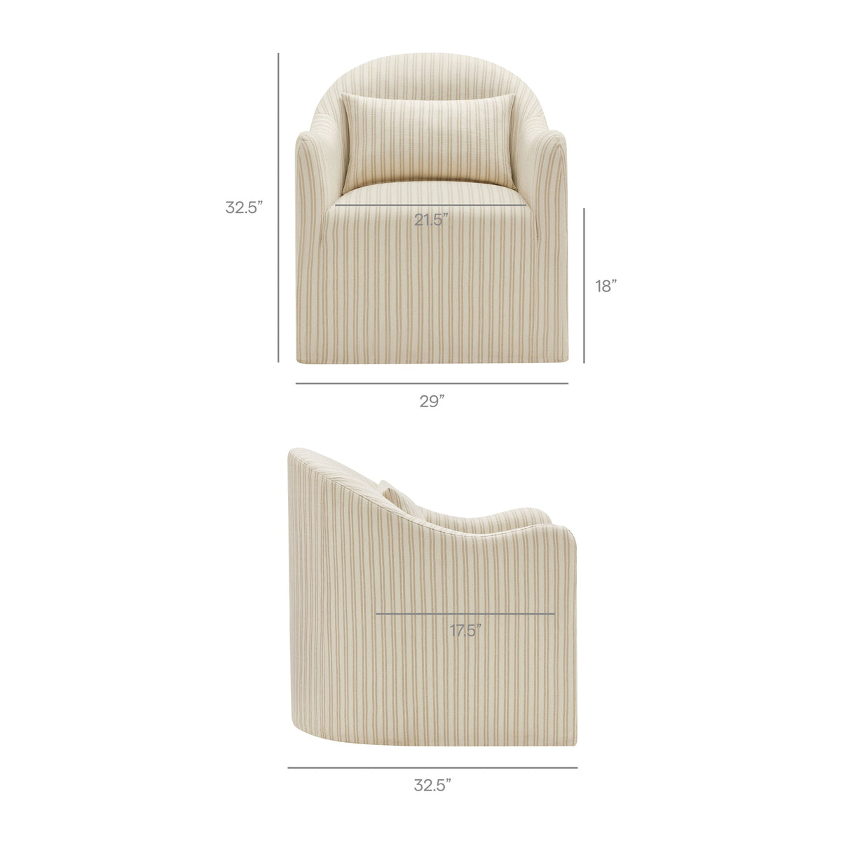 Bardot Oatmeal Stripe Slipcovered Striped Accent Chair - Ornate Home