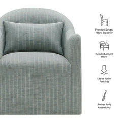 Bardot Spa Blue Stripe Slipcovered Striped Accent Chair - Ornate Home