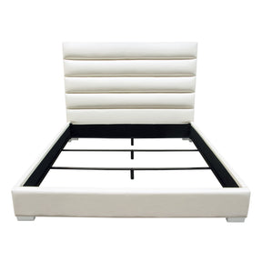 Bardot White Leatherette Queen Bed - Ornate Home