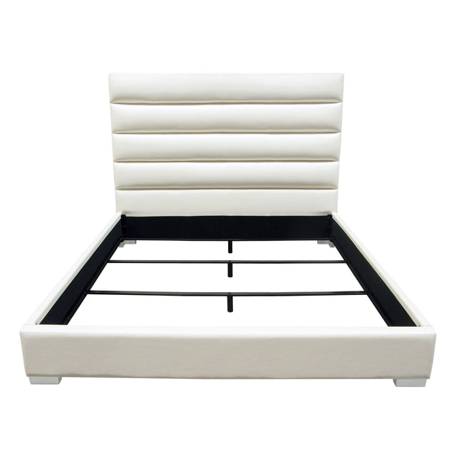 Bardot White Leatherette Queen Bed - Ornate Home