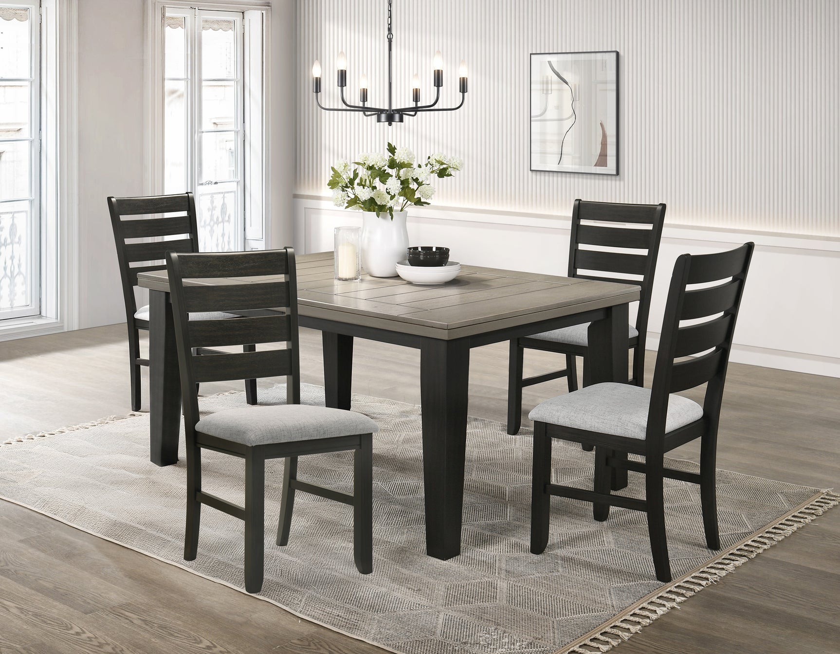 Bardstown Light Grey/Charcoal Dining Set - Ornate Home