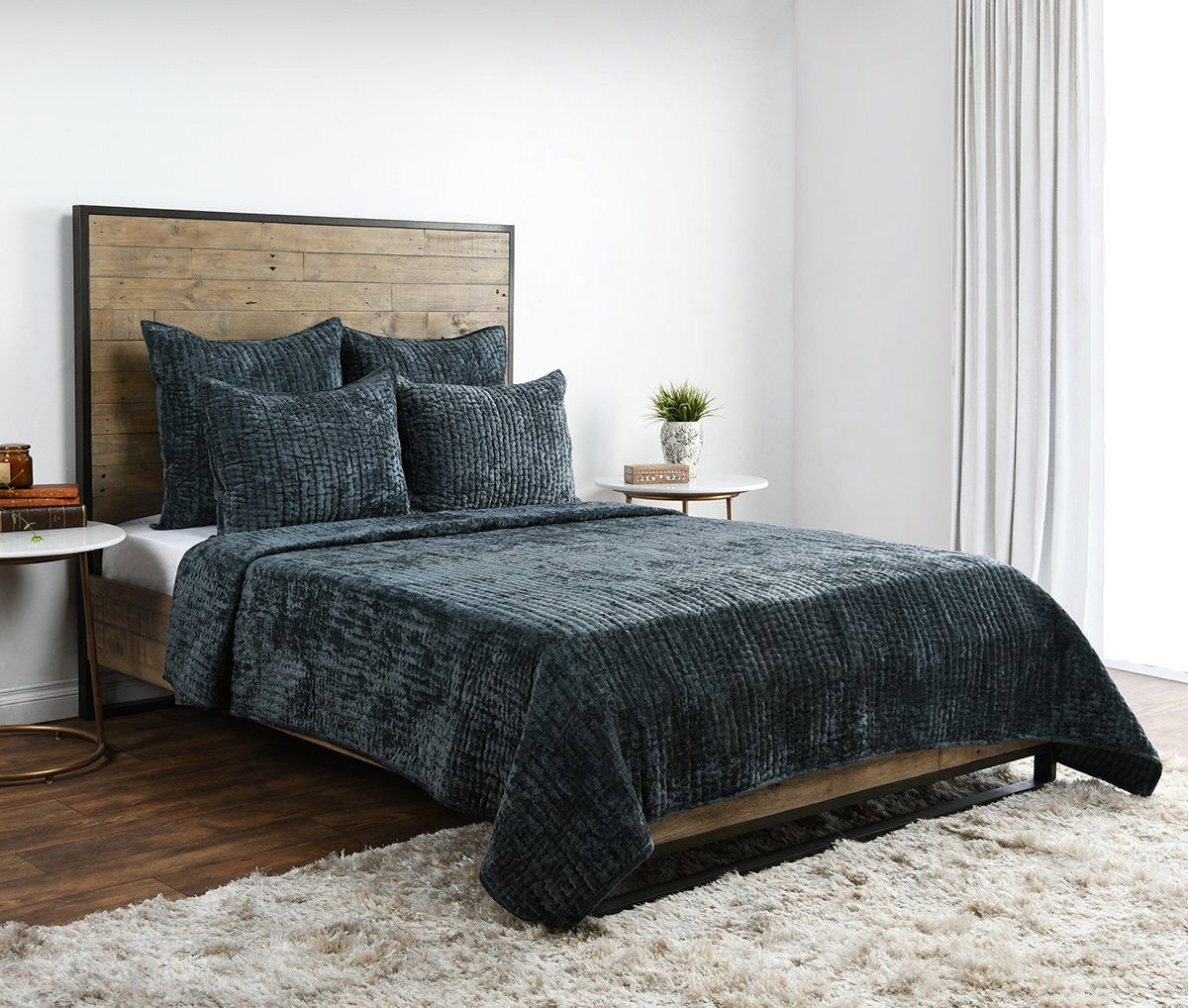 Bari Bay Green Velvet Quilt Collection - Ornate Home