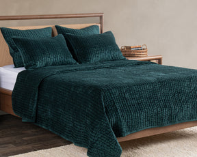 Bari Emerald Velvet Quilt Collection - Ornate Home
